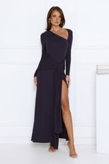 Sophisticated Silhouette Long Sleeve Maxi Dress Navy