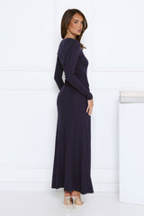 Sophisticated Silhouette Long Sleeve Maxi Dress Navy