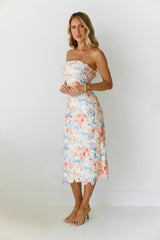 Magic Muse Strapless Midi Dress Peach