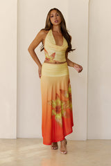 Starlit Petal Maxi Skirt Yellow