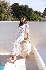 Best Fit Maxi Dress White Red Floral