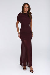 Effortless Theory Mesh Maxi Dress Burgundy