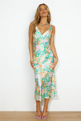 Florals On My Mind Satin Maxi Dress Multi