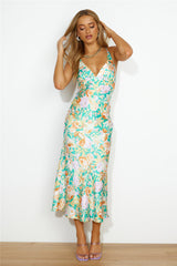 Florals On My Mind Satin Maxi Dress Multi
