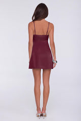 Made For Moments Satin Mini Dress Wine