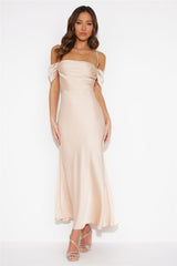 Lover Of Love Satin Maxi Dress Champagne