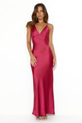 HELLO MOLLY Nights Under Stars Satin Maxi Dress Berry