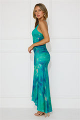 Fabulous Vibe One Shoulder Mesh Maxi Dress Green