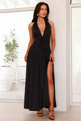 Harlow Halter Maxi Dress Black
