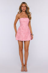 Rosé Aura Strapless Embroidered Mini Dress Pink