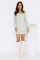 Evergreen Delight Long Sleeve Mini Dress Sage
