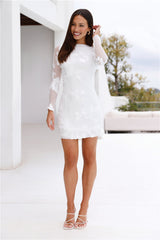 Ethereal Escape Long Sleeve Mini Dress White
