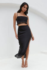 Lavishness Satin Crop Top Black
