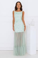 Pretty Girl Phase Mesh Maxi Dress Sage