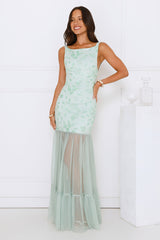 Pretty Girl Phase Mesh Maxi Dress Sage