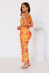 Glow Sticks One Shoulder Mesh Maxi Dress Yellow
