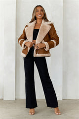 Hot Cocoa Faux Leather Jacket Brown
