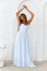 DEAR EMILIA Ballroom Dancing Maxi Dress Blue