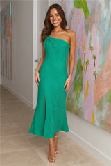 Style Inspo One Shoulder Midi Dress Green