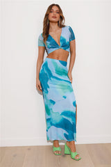 Festival Energy Mesh Crop Top Blue