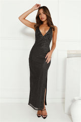 Sparks Fantasy Sequin Maxi Dress Black