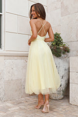 Wandering In The Light Tulle Midi Dress Yellow