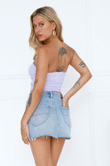 Hot Date Night Strapless Mesh Crop Top Lilac