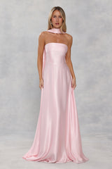 Satin Neck Scarf Light Pink