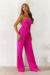 Diva Of The Night Strapless Jumpsuit Fuchsia