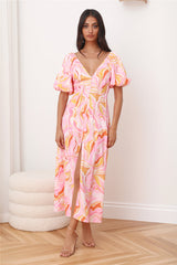 RUNAWAY Louise Midi Dress Pink