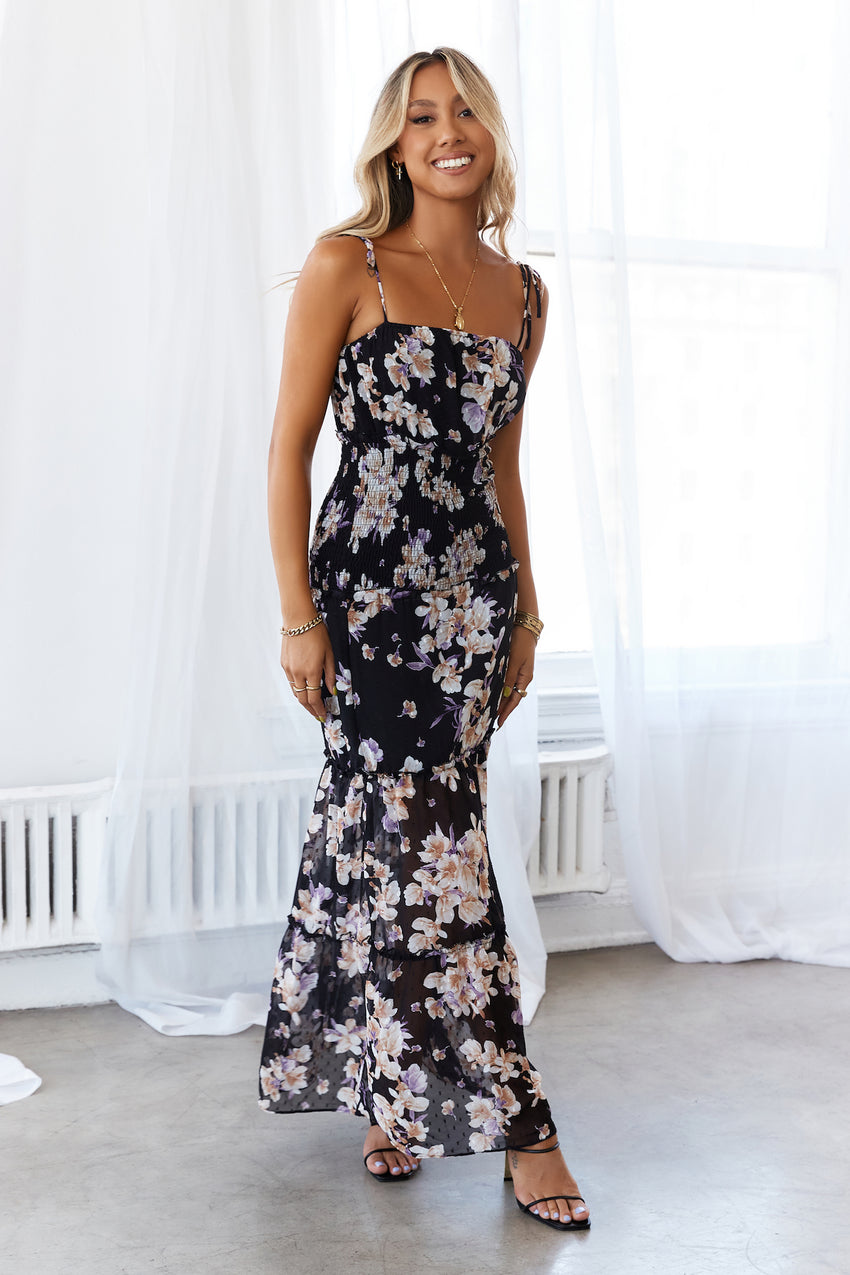 HELLO MOLLY Whimsical Day Maxi Dress Black