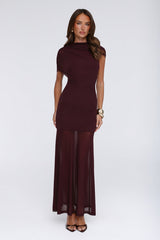Effortless Theory Mesh Maxi Dress Burgundy