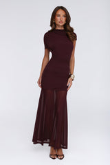 Effortless Theory Mesh Maxi Dress Burgundy