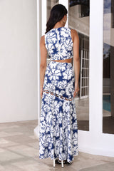 RUNAWAY Kelani Maxi Skirt Navy Floral