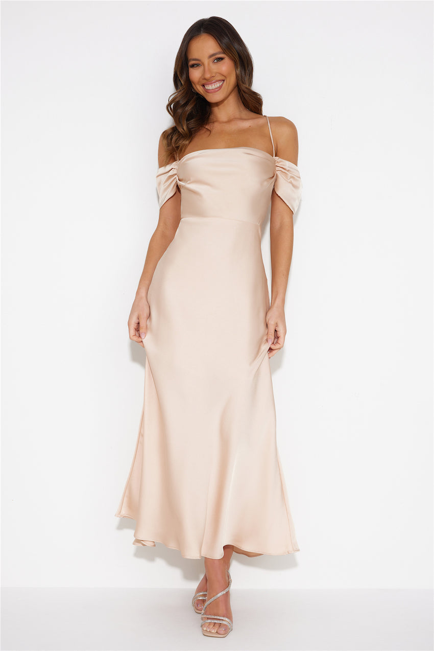 Lover Of Love Satin Maxi Dress Champagne