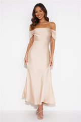 Lover Of Love Satin Maxi Dress Champagne