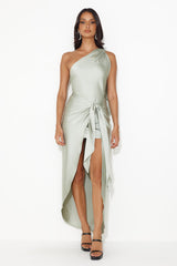 Make Her Move Satin Midi Dress Sage