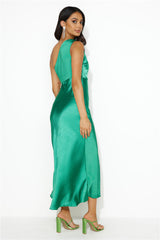 Ready On Time One Shoulder Midi Dress Green