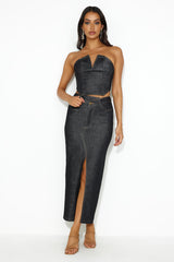 Always The Trendsetter Denim Crop Top Black