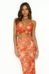 Shopaholic Girl Mesh Crop Top Orange