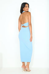 Straight Back To You Halter Maxi Dress Blue