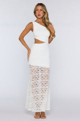 Styled Studio One Shoulder Lace Maxi Dress White