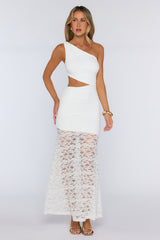 Styled Studio One Shoulder Lace Maxi Dress White