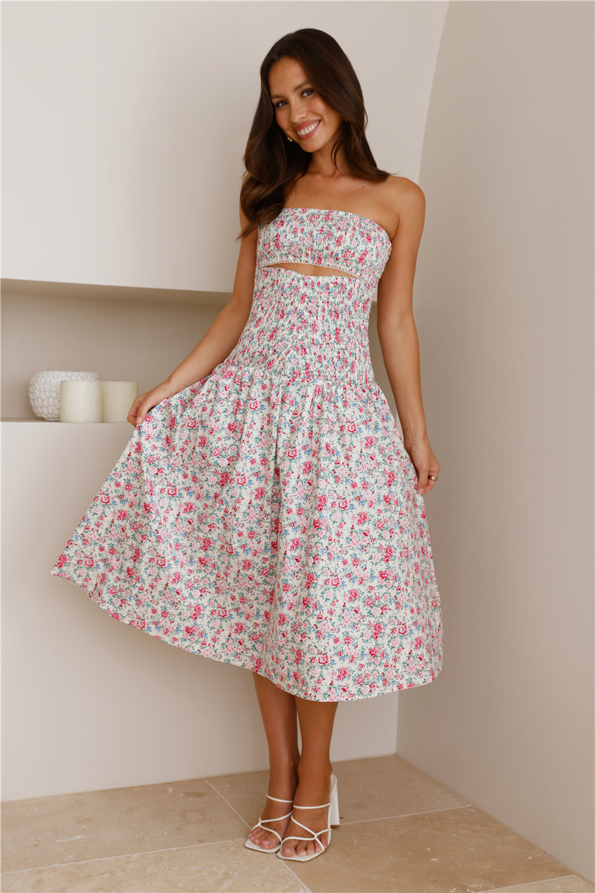 HELLO MOLLY Picking Blooms Midi Dress Pink