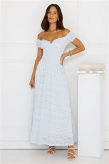 Soft Serve Off Shoulder Maxi Dress Blue