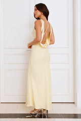 Refined Seascape Satin Maxi Dress Yellow