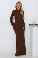 Understated It Girl Long Sleeve Top Brown