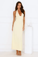 Palm Avenue Halter Maxi Dress Yellow