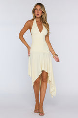 Glowberry Halter Midi Dress Yellow