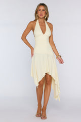 Glowberry Halter Midi Dress Yellow